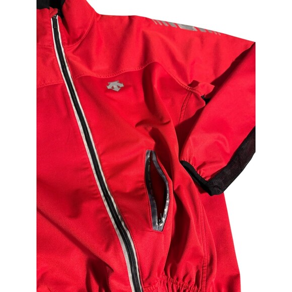 VINTAGE DESCENTE LONG SLEEVE CYCLING JACKET M RED Pockets Full Zip High Neck - Picture 10 of 12